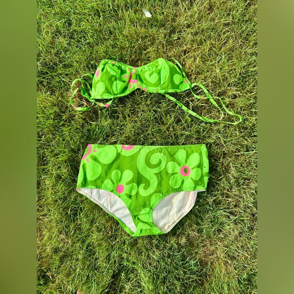60s Vintage Bright Green Hawaiian Cotton Bikini By Fumi's At Wikiki Sz Sm